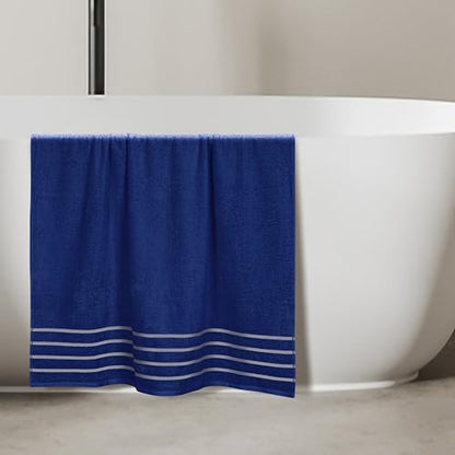 MyOwn Cotton 2 Pack Oversized Bath Sheet 35 x 70, Large Bath Sheet, Ultra Absorbent, Compact, Eco-Friendly and 100% Recyclable, Quick Drying and Lightweight Towel - Navy Blue - color: Navy Blue, size: 2-Piece Bath Sheet Set