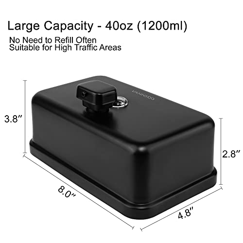 Wall Mounted Commercial Soap Dispenser Bathroom, Horizontal Black | 1100ml 37oz Stainless Steel Liquid Hand Sanitizer Dispenser - color: Horizontal Black