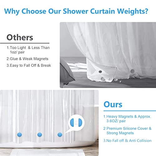 VANZAVANZU 3 Pairs Shower Curtain Weights, Silicone Wrapped Magnets, Heavy Duty Magnets Prevent Curtain Liner from Blowing, Rust-Free, Sea Blue - color: Sea Blue, size: 1.2"W x 1.2"L (Pack of 3)