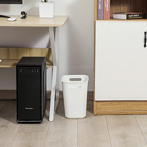 UUJOLY Plastic Small Trash Can Wastebasket, Garbage Container Basket for Bathrooms, Laundry Room, Kitchens, Offices, Kids Rooms, Dorms, 3.5 Gallon, White | Compact Sturdy Garbage Can for Bathroom, Laundry Room, Kitchen, Office, Kids Room, Dorm, Durable, E