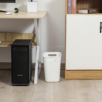 UUJOLY Plastic Small Trash Can Wastebasket, Garbage Container Basket for Bathrooms, Laundry Room, Kitchens, Offices, Kids Rooms, Dorms, 3.5 Gallon, White | Compact Sturdy Garbage Can for Bathroom, Laundry Room, Kitchen, Office, Kids Room, Dorm, Durable, E