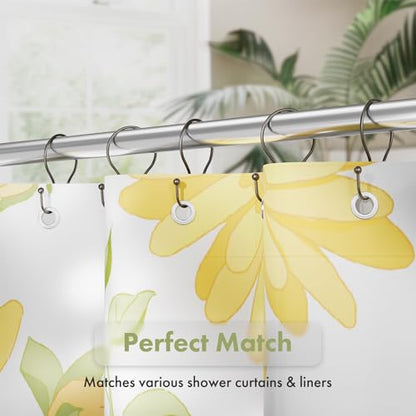 AmazerBath Shower Curtain Hooks Black Shower Curtain Rings, Simple Double Hook Shower Curtain Hooks Rust Proof, Smooth Sturdy Metal Shower Hooks for Shower Curtain Rod, 12 Pcs Shower Rod Hooks - color: Black, style: Minimalist - Double Shower Hooks