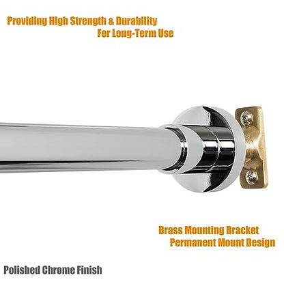 Heavy Duty Shower Rod, Adjustable Shower Curtain Rod, Expandable 47-84 Inch, Permanent Mount Shower Rod, Never Rust Stainless Steel For Window Curtain and Closet, Chrome Plated - color: CHROME PLATED