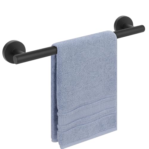 Livabber Bath Towel Bar, 304 Stainless Steel Towel Rack, Heavy Duty Towel Holder Wall Mounted for Bathroom/Kitchen, Usable Hanging Length-13.4 Inch, Total Length-16 Inch (Black) - color: Black, size: 16 Inch