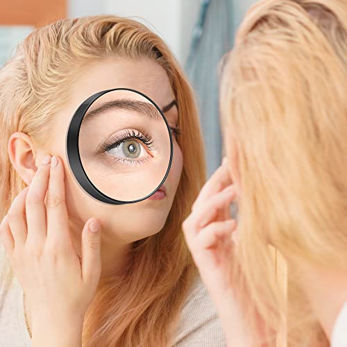 MIYADIVA 20X Magnifying Mirror, Small Travel Mirror with Suction Cup and Tweezers, 3.5 Inches - color: Black-20x