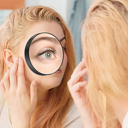 MIYADIVA 20X Magnifying Mirror, Small Travel Mirror with Suction Cup and Tweezers, 3.5 Inches - color: Black-20x