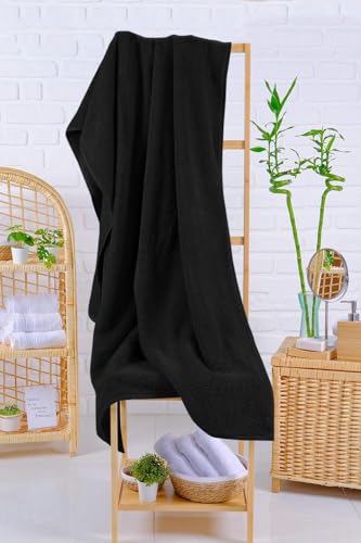 LA' HAM MAM FINE LIVING Luxury Turkish Cotton Towels Easy Care, Extra Soft & Absorbent, Hotel & Spa Quality, Kitchen & Bathroom Turkish Towels Bath Sheet (Oversized 40"x80"), Black - color: Black, size: Bath Sheet (Oversized 40"x80")