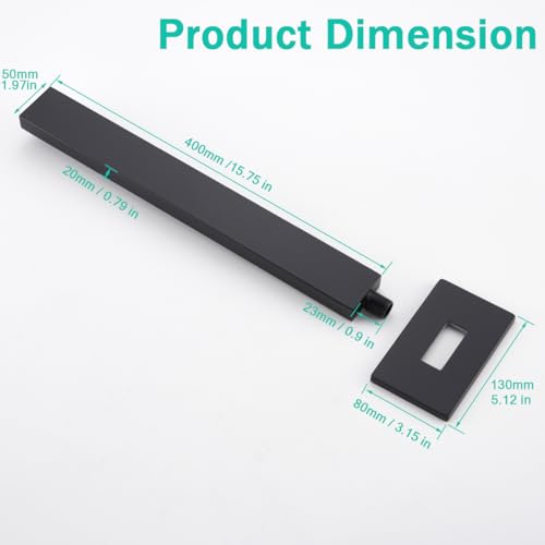 16 Inch Shower Arm With Flange, Wall-Mounted Rain Shower Head Extension Arms,Made of Thicken Stainless Steel for Bathroom Rainfall Shower,Matte Black,SE-91118-16MB - color: Matte Black(91118)