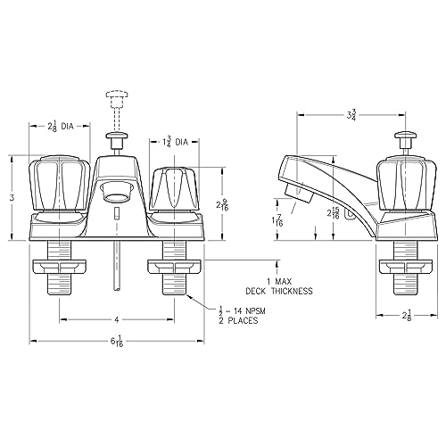 Pfirst Series 2-Handle 4" Centerset Bathroom Faucet LG1436002