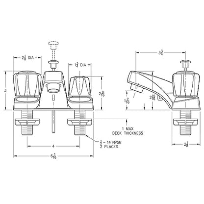 Pfirst Series 2-Handle 4" Centerset Bathroom Faucet LG1436002