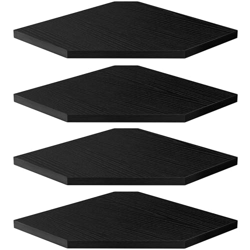 Floating Shelves 4-Pack for Bathroom & Kitchen, Space-Saving Floating Corner Wall Shelf with Easy Installation- Black