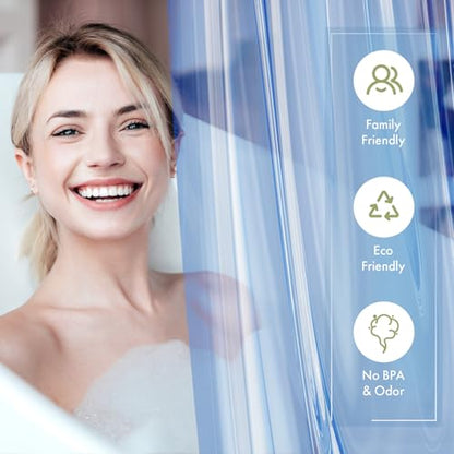 AmazerBath 72x78 Long Shower Curtain Liner, Clear Blue Plastic Shower Curtain Liners, Waterproof PEVA Shower Liner, Cute Lightweight Shower Curtains for Bathroom with 3 Magnets & Rustproof Grommets - color: Clear Atlantic, size: 72"W x 78"L (Pack of 1)