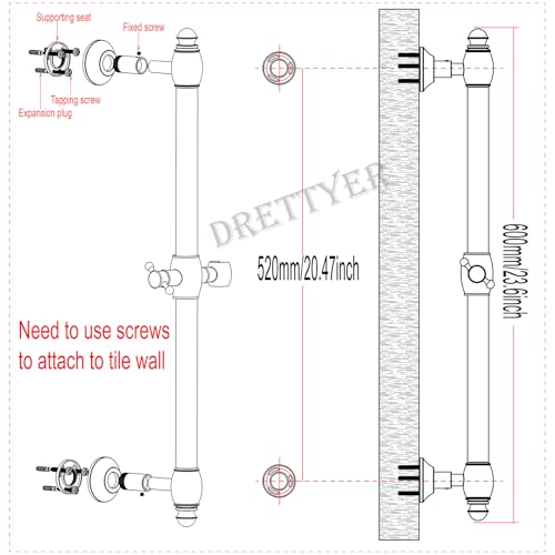 Brass Shower Slide Bar with Handheld Shower Head, Adjustable Height Wall-mounted Retro Hand Shower Head Holder with 59 inch Hose for Bathroom, Matte Black - color: Matte Black