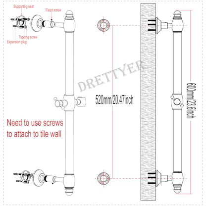 Brass Shower Slide Bar with Handheld Shower Head, Adjustable Height Wall-mounted Retro Hand Shower Head Holder with 59 inch Hose for Bathroom, Matte Black - color: Matte Black