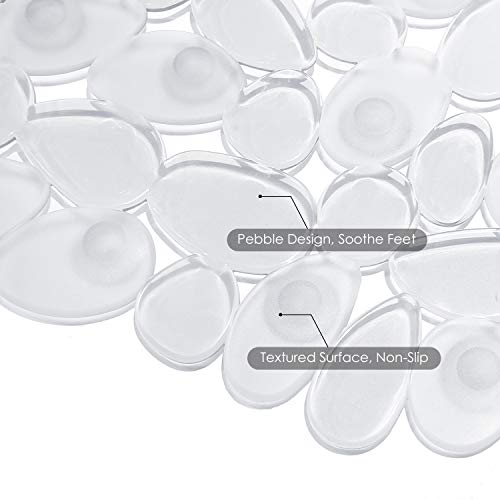 WELTRXE Non Slip Bath Mat Pebbles Bathtub Mat with Suction Cups, Drain Holes for Bathroom Showers, Tub, 35 x 16 Inches Machine Washable Bathroom Mats BPA, Latex Free Safe Shower Mats - Clear - color: Pebbles-clear, size: 35" x 16" (Rectangular)