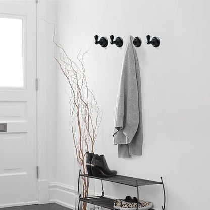 4 Pack 2-3/4inch Black Robe Hooks | Solid Zinc Alloy | Wall Mounted | Coat Hooks | Hooks Wall Mounted Robe Hooks | For organization in bathrooms entrances. - color: Black