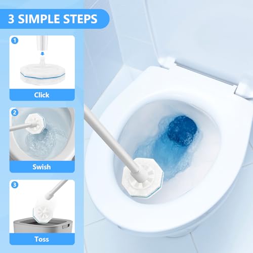 50 Count Toilet Wand Refills for Clorox, Upgraded Disposable Brush Heads Compatible with Clorox Wand Refills for Bathroom Cleaning
