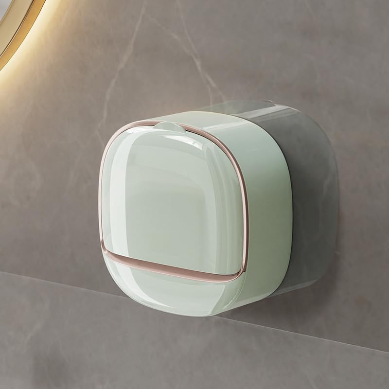 1PC Wall Mounted Soap Dish Punch Free Water Draining Sponge Holder Space Saving Adhesive Storage Rack for Bathroom Shower Sin, Green - color: Green