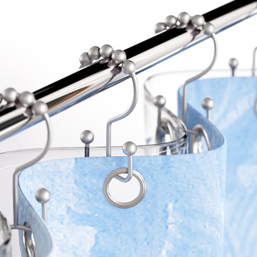 Shower Curtain Hooks Rings, Rust-Resistant Metal Double Glide Shower Hooks for Bathroom Shower Rods Curtains, Set of 12 Hooks - Space Silver - color: Space Silver