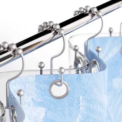 Shower Curtain Hooks Rings, Rust-Resistant Metal Double Glide Shower Hooks for Bathroom Shower Rods Curtains, Set of 12 Hooks - Space Silver - color: Space Silver