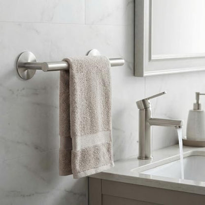 9" Self Adhesive Brushed Nickel Towel Holder, No Drill Small Bathroom Organizer, 304SS - color: Brushed Nickel, size: 9 Inch