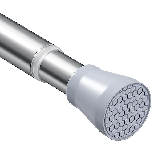 Tension Curtain Rod Silver Tension Rod 28 To 48 Inch Spring Curtain Rod Non Slip Tension Rods 1pcs For Windows No Drilling Adjustable Tension Rods of Curtain Window Closet Kitchen Wardrobe - color: Silver, size: 28-48 inch 1pcs
