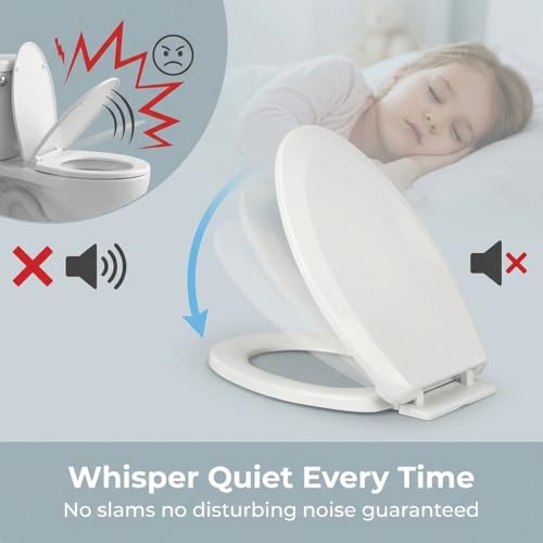 Renovators Supply Manufacturing White Plastic Soft Close Toilet Seat Elongated Slow Close Toilet Seat With Adjustable Mounting Hardware - color: White, size: Pack of 1