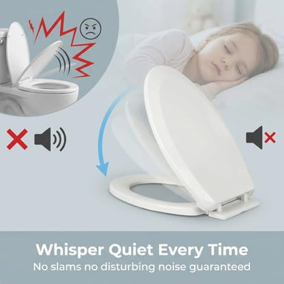 Renovators Supply Manufacturing White Plastic Soft Close Toilet Seat Elongated Slow Close Toilet Seat With Adjustable Mounting Hardware - color: White, size: Pack of 1