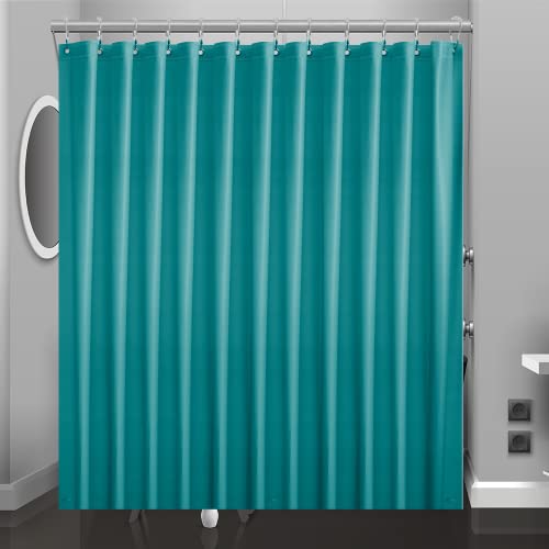 Teal Plastic Shower Curtain Or Liner, 72x72 Inch Lightweight Blue Green Coral Plastic Bathroom Shower Showroom Inner Curtain with Rustproof Metal Grommet Holes and Weighted Magnets - color: D08-teal, size: 72"W x 72"L (Pack of 1)
