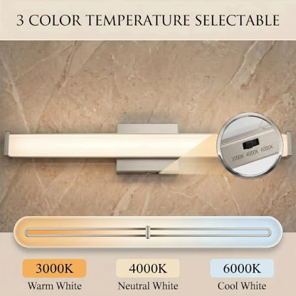 URSOLA 36" Modern LED Bathroom Light Fixtures, Brushed Nickel 3CCT Dimmable Bathroom Vanity Light Over Mirror, Bathroom Vanity Bath Bar Lights with Double Layer Acrylic Shade - color: Brushed Nickel, size: 36inch