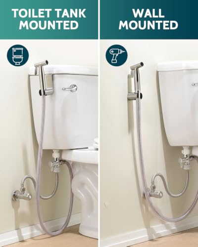 LUFEIDRA Handheld Bidet Sprayer, Adjustable Water Pressure, RV Toilet Use | Upgraded Leak-Free PVC Bidet Hose, 7/8" Brass T-valve, Stainless Steel, Feminine Wash, Cloth Diaper Rinse, Easy Install - color: Stainless Steel (Pro-Seal), size: 1 Pack