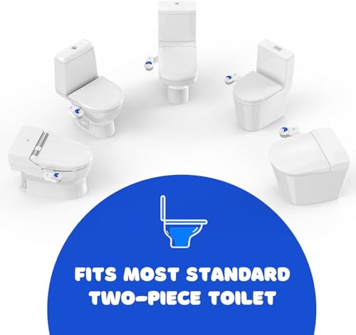 Bidet Attachment for Toilet Seat, Non-Electric Cold Water Bidet with Pressure Controls, Dual Nozzles for Frontal & Rear Wash, Retractable Self-Cleaning for Female & Old- White