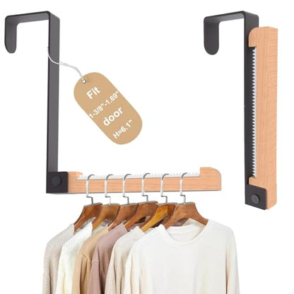 2 Pack Over The Door Hooks(L=6.1"), Over Door Hanger, Heavy Duty No Drill Hanger for Towels, Coats, Hats, Bags in Bathroom, Bedroom, Kitchen, Living Room-Black - color: Black(2 Pack 6.1")