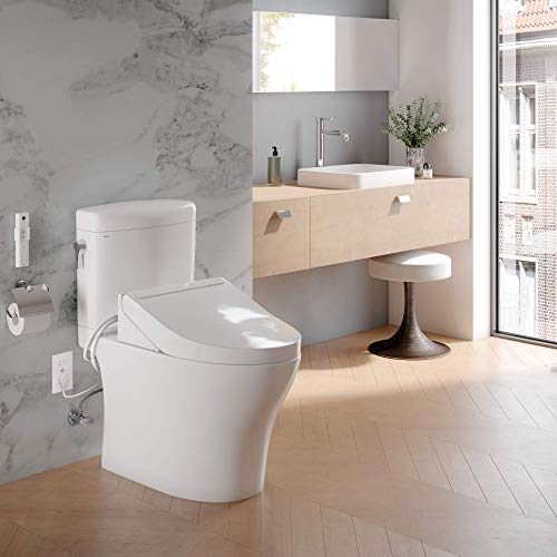 TOTO® WASHLET® C5 Electronic Bidet Toilet Seat with PREMIST and EWATER+ Wand Cleaning, Elongated, Cotton White - SW3084#01 - size: C5 Elongated