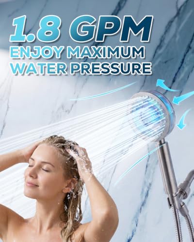 PWERAN Handheld Shower Head with 72" Hose, High Pressure Shower Heads | All Metal,6 Spray,Stainless Steel Showerheads,Built-in Pause Mode,Hand HeId Showerhead,Non-Clogging Nozzles,Adjustable Holder - color: Brushed Nickel