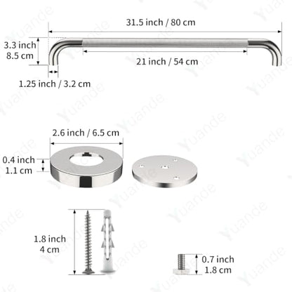 32 Inch Polished Chrome Shower Grab Bar with Anti-Slip Knurled Grip | YuanDe Stainless Steel Bathroom Grab Bars,Shower Handrail Support, Handicap Elderly Balance Assist Handles-2Packs - color: Chrome, size: 32inch-2Pack