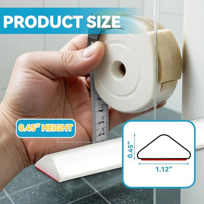 98" Collapsible Shower Threshold Water Dam Shower Barrier Keeps Water Inside Threshold Dry and Wet Separation Retention System Suitable for Bathroom Kitchen Sink Bathtub - color: White, size: 98"
