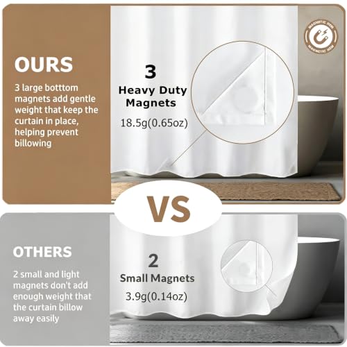 Felisa Waterproof Fabric Shower Curtain Liner,Hotel Quality Shower Liner with 3 Large Magnets, Odorless Cloth Washable Lightweight Bathroom Curtain,Sturdy Rustproof Grommets,72 x 72,White - color: White, size: 72"W x 72"L (Pack of 1)