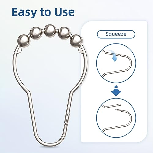 Titanker Shower Curtain Hooks Rings, Rust-Resistant Metal Shower Curtain Hooks for Bathroom Shower Rods Shower Hooks Shower Rings for Curtain - Set of 12, Nickel - color: Nickel