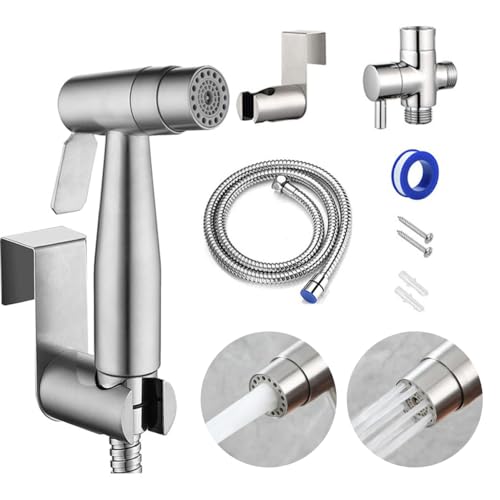 Handheld Toilet Bidet Sprayer for Toilet - 2 Spray Functions for Bathroom Diaper Shower,Premium Stainless Steel Bathroom Bidet Hand-held Toilet Sprinkler (2 Spray Functions)