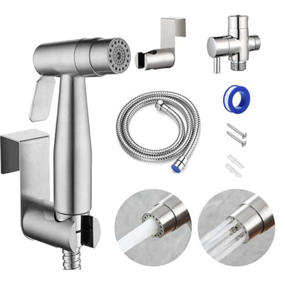 Handheld Toilet Bidet Sprayer for Toilet - 2 Spray Functions for Bathroom Diaper Shower,Premium Stainless Steel Bathroom Bidet Hand-held Toilet Sprinkler (2 Spray Functions)