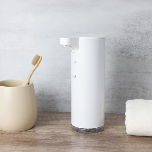 Automatic Soap Dispenser Foaming: Rechargeable Touchless Soap Dispenser Stainless Steel Foam Soap Dispenser for Bathroom Hand Soap Pump for Kitchen Xmas Gift, 9oz, White - color: White