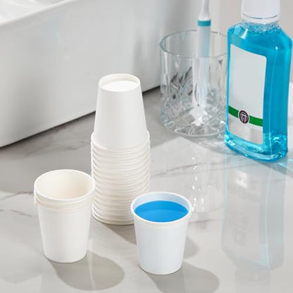 SIUQ 300 Pack 5 oz Paper Cups, Disposable Small Bathroom Mouthwash Cups | White Water Cups Disposable, Hot/Cold Drinking Cup for Bathroom, Home, Party, Office, Picnic, Travel, BBQ, Supermarket - color: 300pack-5oz