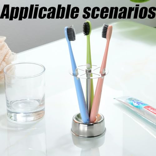 Stainless Steel Toothbrush Holder Stand, Multi Functional Toothbrush Holder Organizer Toothpaste Stand with 4 Slots, Metal Storage Organizer for Bathroom Vanity Countertop