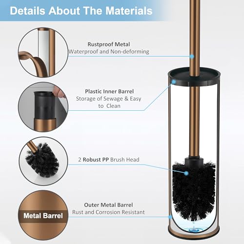 BGL Rose Gold Toilet Brush and Holder,Stainless Steel Toilet Brushes for Bathroom with Holder - color: Rose Gold