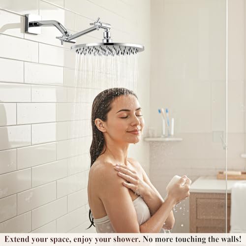 Brass 5 Inch Shower Head Extension Arm for Rain and Handheld Shower Head, Height & Angle Adjustable, Compatible with G1/2 Universal Connector | Easy to Install, Built to Last, Angle and Height Adjustable, Universal Fit