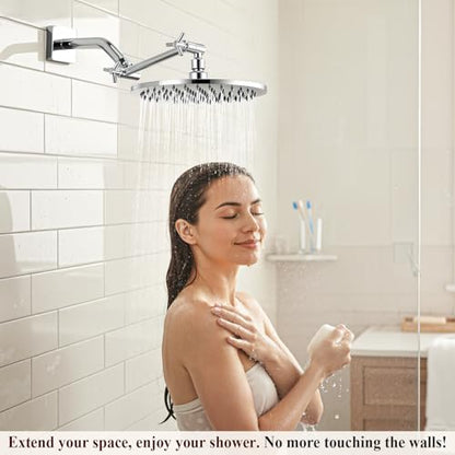 Brass 5 Inch Shower Head Extension Arm for Rain and Handheld Shower Head, Height & Angle Adjustable, Compatible with G1/2 Universal Connector | Easy to Install, Built to Last, Angle and Height Adjustable, Universal Fit