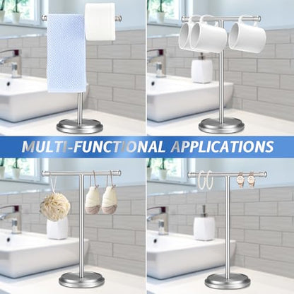 Hand Towel Holder Stand, Free Standing Towel Rack Stand with Stainless Steel Base, Rust-Proof Towel Bar for Bathroom Kitchen Countertop (Brushed Nickel) - color: Brushed Nickel