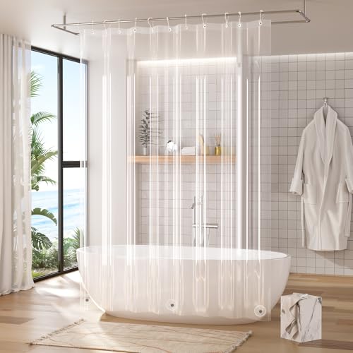 Titanker Clear Shower Curtain Liner 72x90, Extra Long Shower Liner PEVA Lightweight Inside Shower Curtains for Bathroom with Magnets and Grommet - color: Clear, size: 72"W x 90"L (Pack of 1)