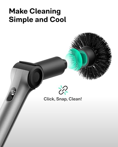 HOTO Flexi™ Cordless Electric Spin Scrubber, for Bathtub, Bathroom, Tile | Adjustable Angle, Extendable Handle, Smart Display, IPX7 Waterproof, Powerful Cleaning Scrubber with 8 Brush Heads